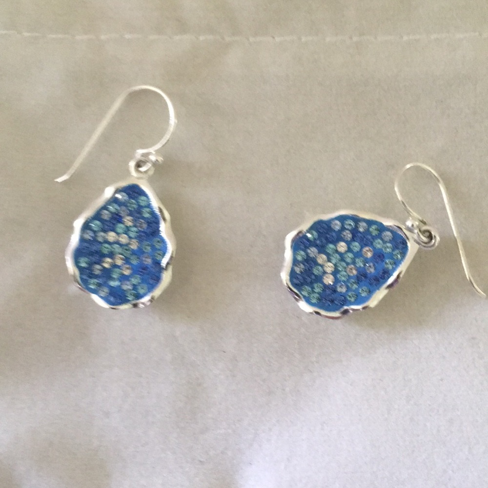 Silver tone blue earrings